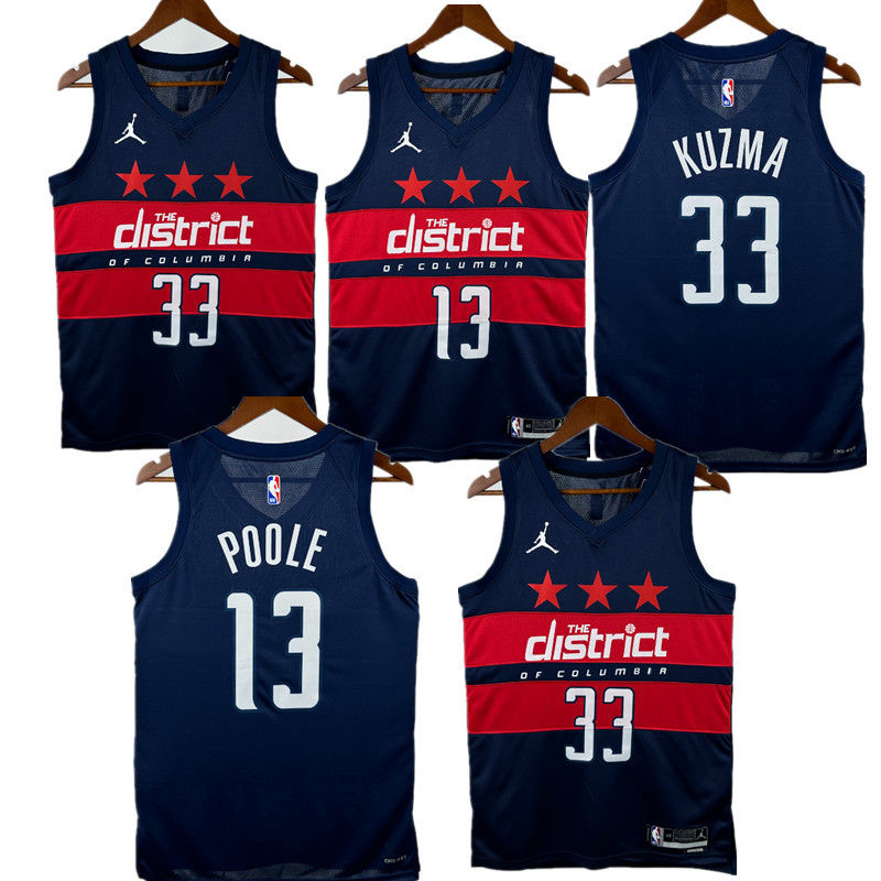 Wizards NBA basketball jersey, 24 25  jersey, adult men's tank top jersey KUZMA 33  POOLE 13