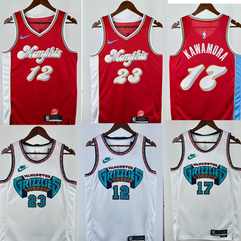 Grizzlies  NBA basketball jersey, 24 25  jersey, adult men's tank top jersey  ROSE 23 MORANT 12  KAWAMURA 17