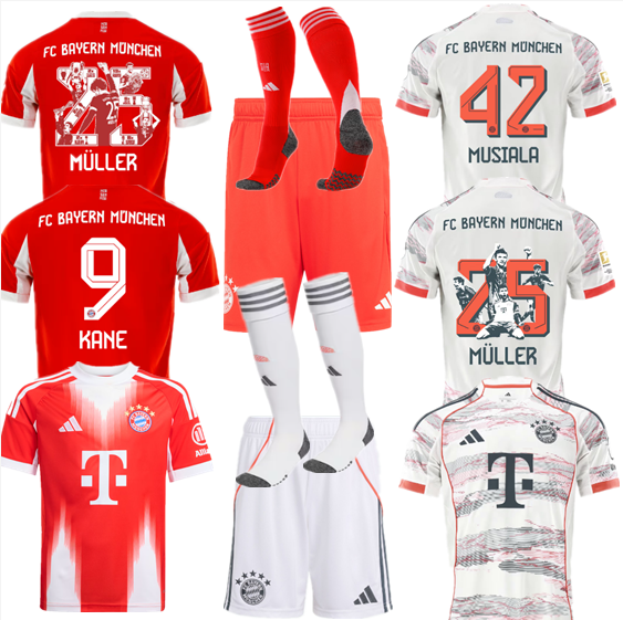 Bayern Munich  jersey new Home and away adult  kit  kids kit  25 26 Bayern Munich soccer jersey 10-20 days. It will arrive in your country