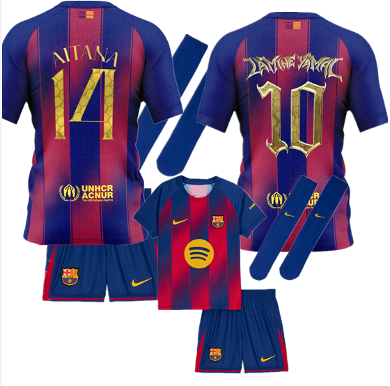 New Barcelona jersey new Home and away adult  kit  kids kit 25 26 Barcelona soccer jersey 10-20 days. It will arrive in your country