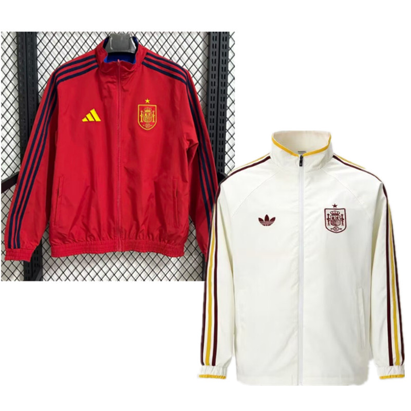 Spain 2026 Double-sided windbreaker jacket  jersey adult kit New 26 27 Spain  Double-sided windbreaker  coat jacket soccer jersey 10-20 days. It will arrive in your country