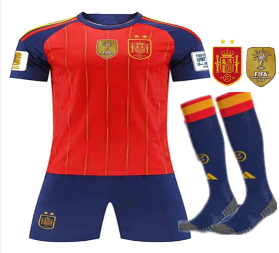 New  kids Spain adult  kit  Champion Version 2 stars 26 27 Spain  soccer jersey 10-20 days. It will arrive in your country