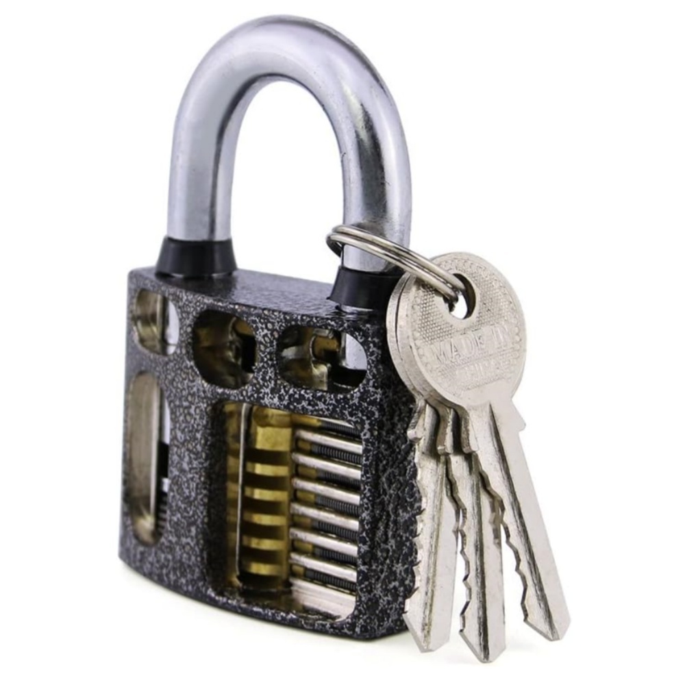 3-Pack Practice Lock Set Crystal Visible Cutaway Training Lock Pick Set Includes 3 Different Types of Practice Padlock