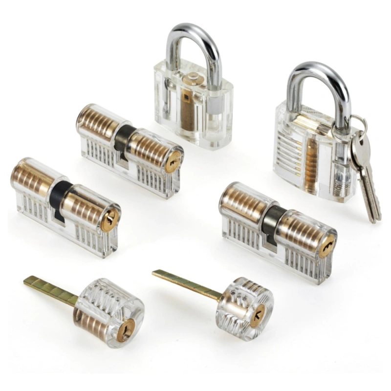7pcs Transparent Locks Practice Lock Set Visible Locks Common Padlocks Training Pick Set for Beginner Locksmith