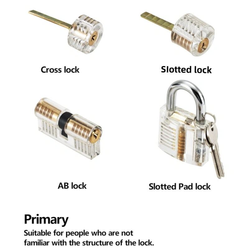 7pcs Transparent Locks Practice Lock Set Visible Locks Common Padlocks Training Pick Set for Beginner Locksmith