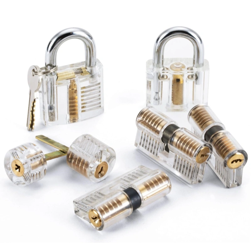 7pcs Transparent Locks Practice Lock Set Visible Locks Common Padlocks Training Pick Set for Beginner Locksmith