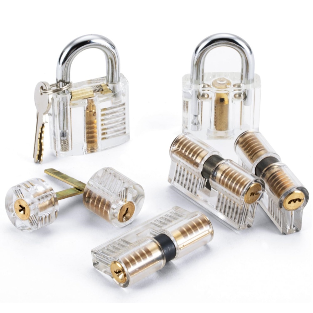 7pcs Transparent Locks Practice Lock Set Visible Locks Common Padlocks Training Pick Set for Beginner Locksmith