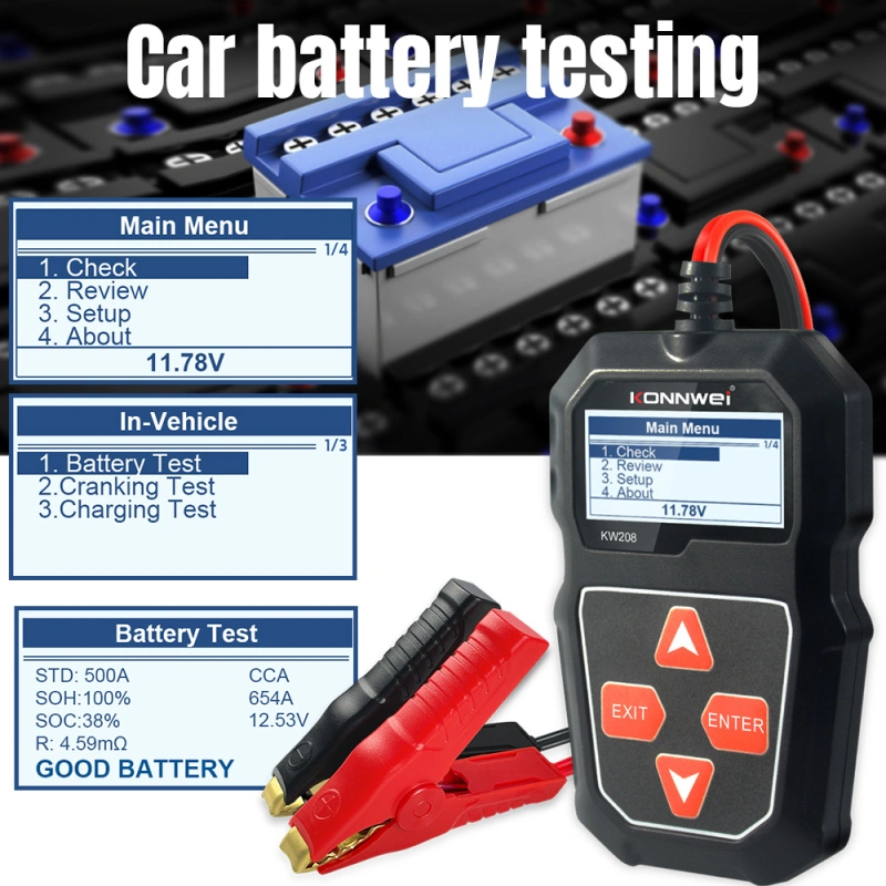 KW208 12V Car Battery Load Tester Professional Automotive Alternator Analyzer Waveform Voltage Test for Car/Motorcycle