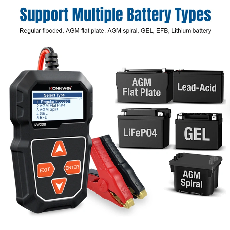 KW208 12V Car Battery Load Tester Professional Automotive Alternator Analyzer Waveform Voltage Test for Car/Motorcycle