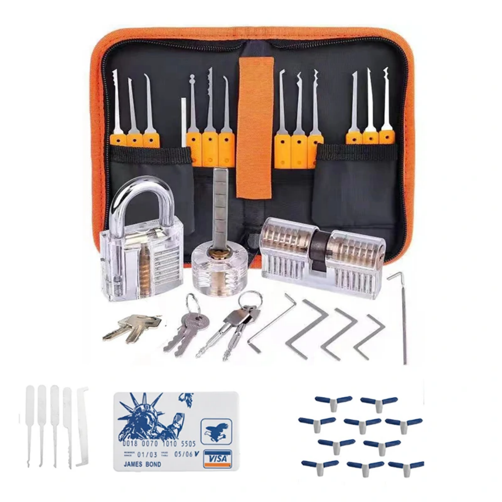 42PCS Lock Pick Tool Equipped with an Automatic Unlocking Gun Aircraft Clips Locksmith Padlocks Set