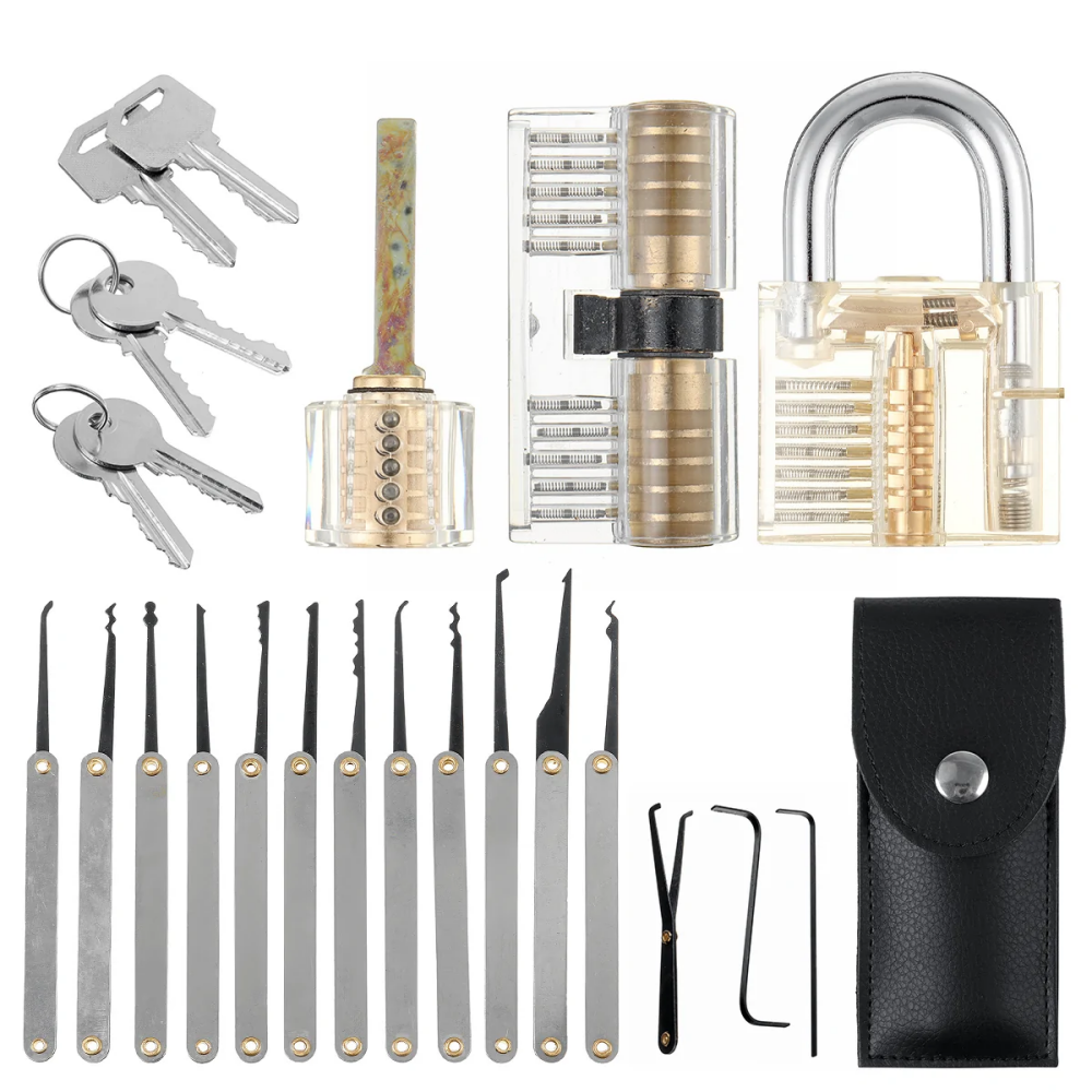 25PCS Locksmith Practice Lock Pick Key Extractor Padlock Lockpick Tool Kits