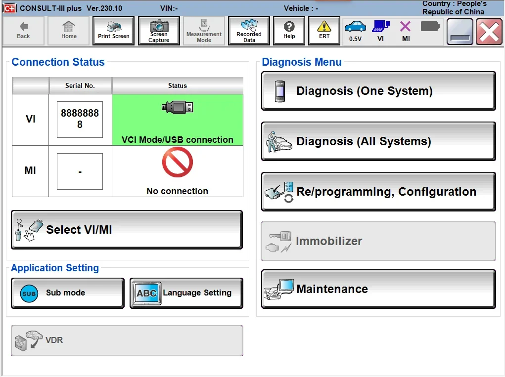 NISSAN VCI OBD2 Consult 3 Plus software display