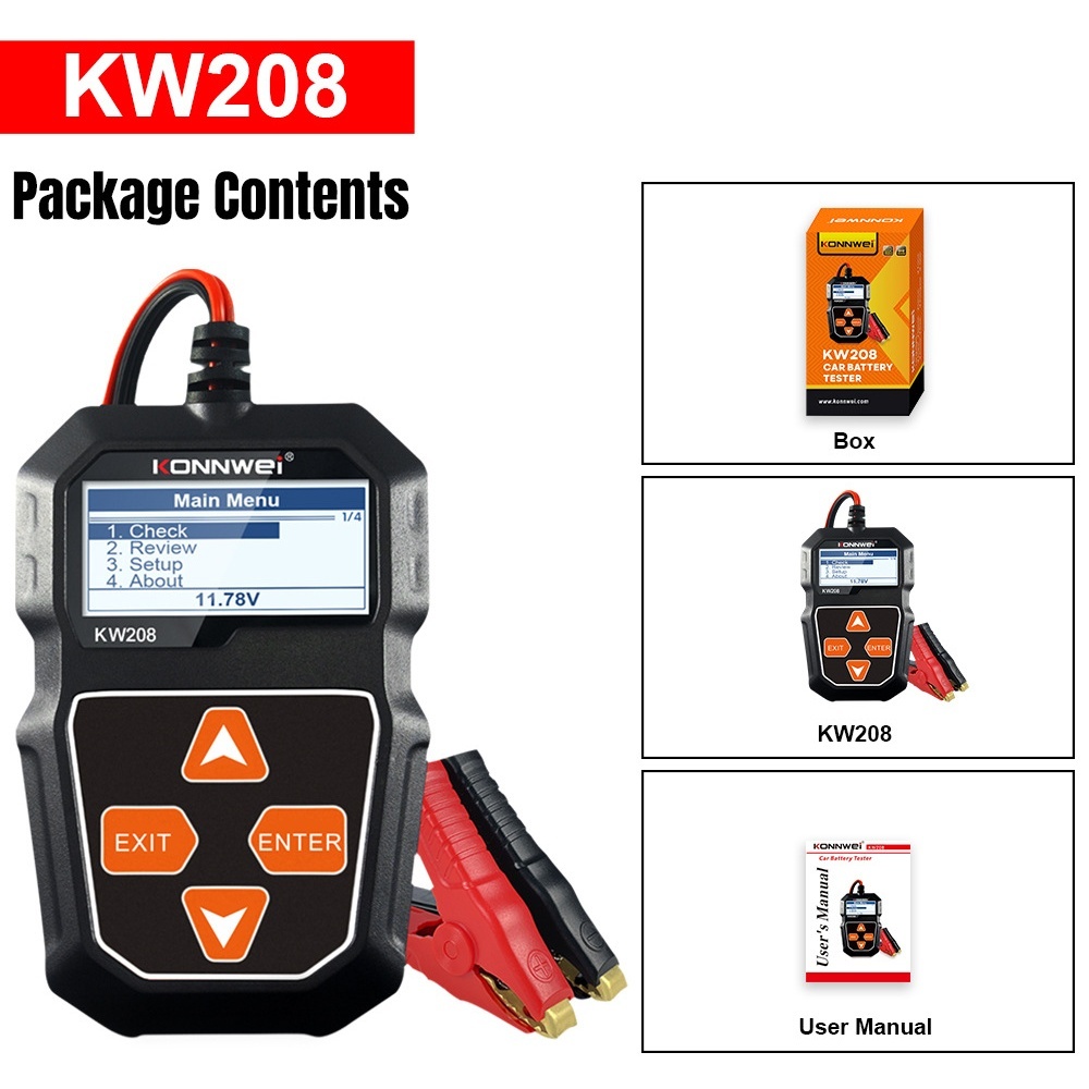 KONNWEI KW208 Auto Battery Analyzer For All 12V Cars