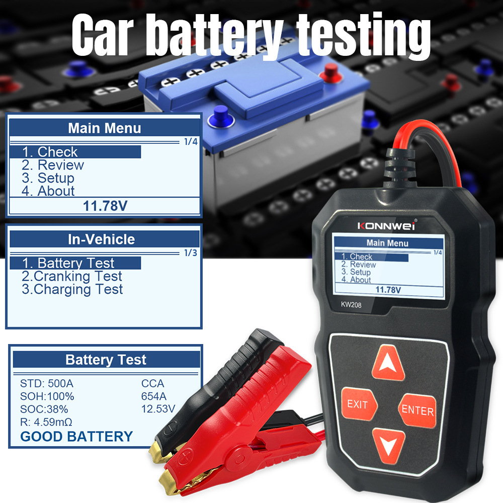 KONNWEI KW208 Auto Battery Analyzer For All 12V Cars