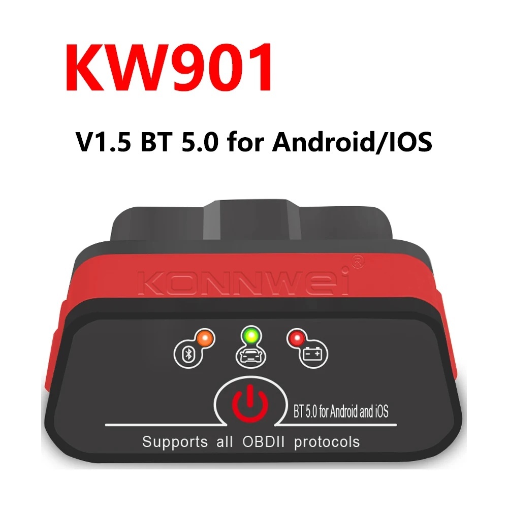 KONNWEI KW901 ELM327 V1.5 Bluetooth 5.0 for Android/IOS OBD2 Scanner Auto Car Diagnostic Tools