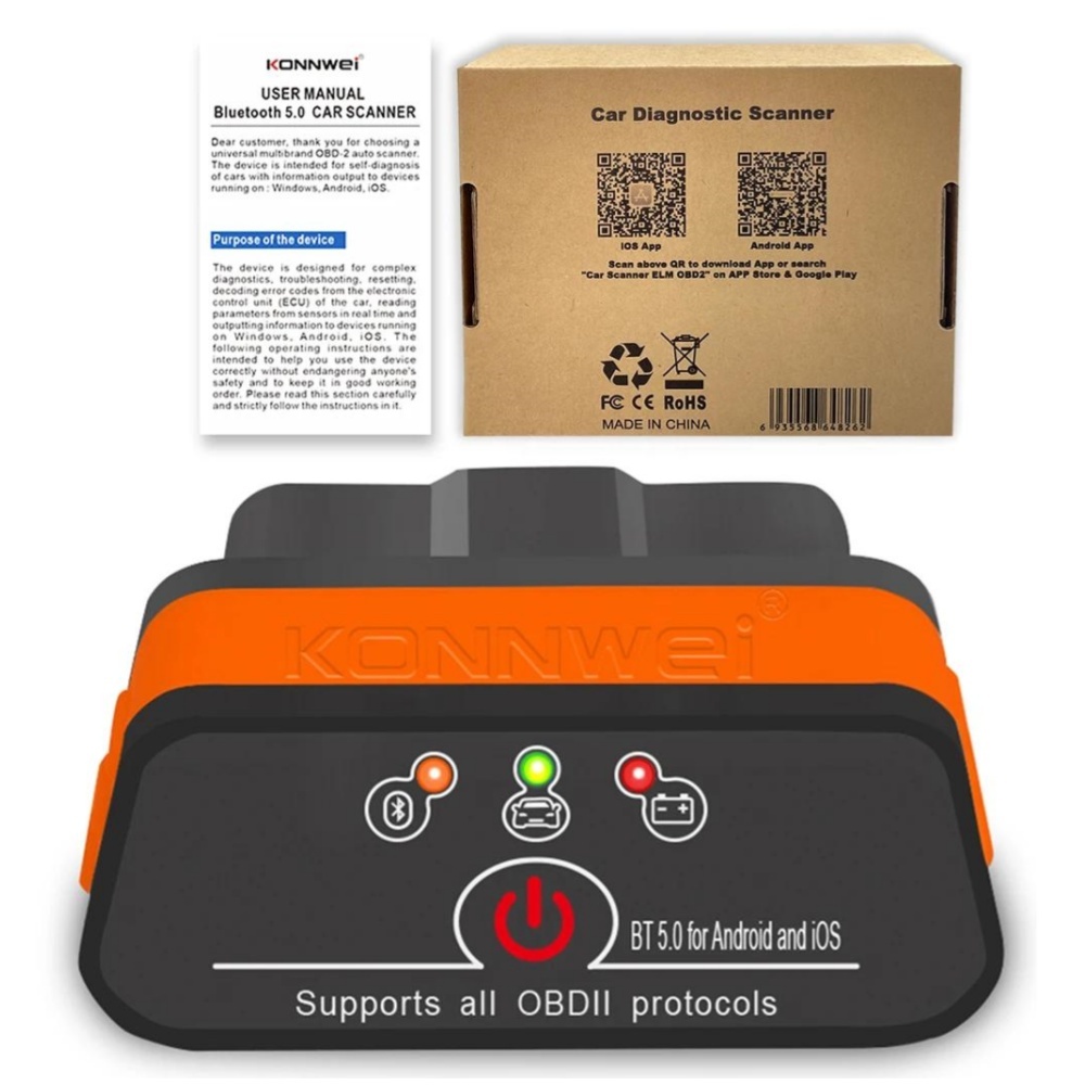 KONNWEI KW901 ELM327 V1.5 Bluetooth 5.0 for Android/IOS OBD2 Scanner Auto Car Diagnostic Tools