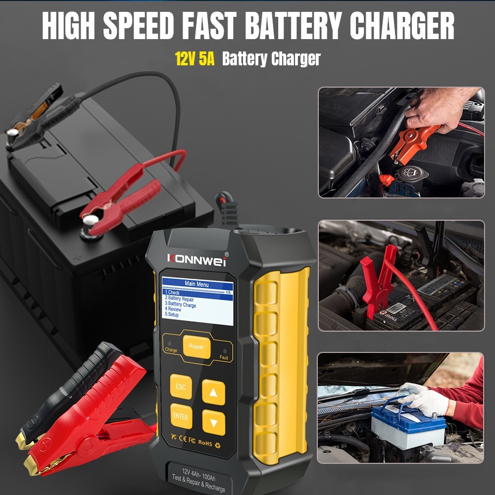 KONNWEI KW510 Battery Tester 12V Car 5A Battery Charger Car Repair Tool