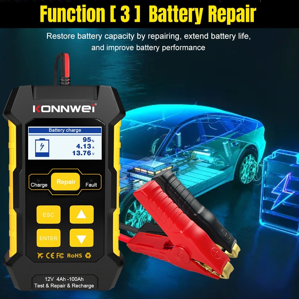 KONNWEI KW510 Battery Tester 12V Car 5A Battery Charger Car Repair Tool