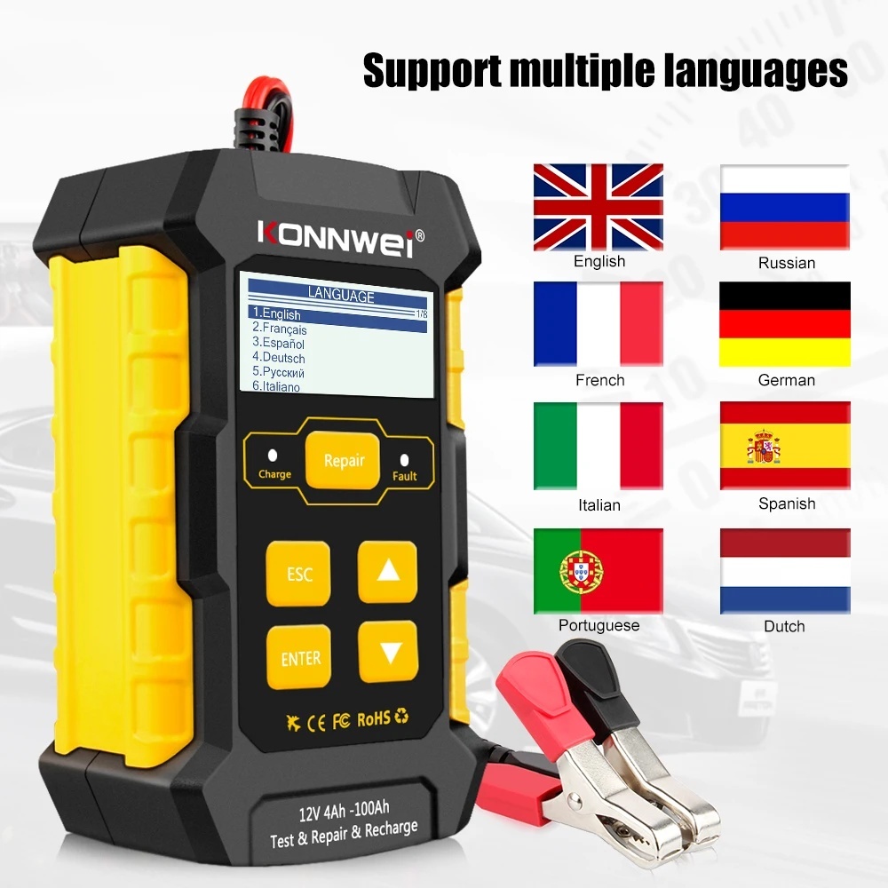 KONNWEI KW510 Battery Tester 12V Car 5A Battery Charger Car Repair Tool