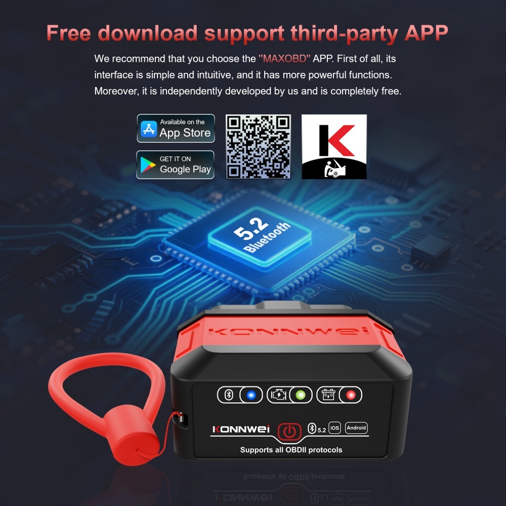 KONNWEI KW906 ELM327 V1.5 OBDII Scanners Bluetooth 5.0 For Android/IOS ELM 327 OBDII Car Diagnostic tool Code Reader