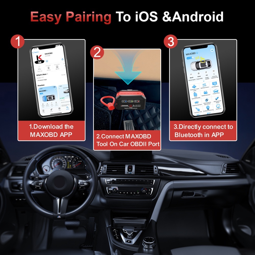 KONNWEI KW906 ELM327 V1.5 OBDII Scanners Bluetooth 5.0 For Android/IOS ELM 327 OBDII Car Diagnostic tool Code Reader