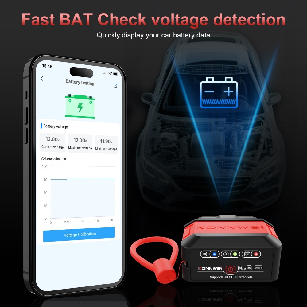 KONNWEI KW906 ELM327 V1.5 OBDII Scanners Bluetooth 5.0 For Android/IOS ELM 327 OBDII Car Diagnostic tool Code Reader
