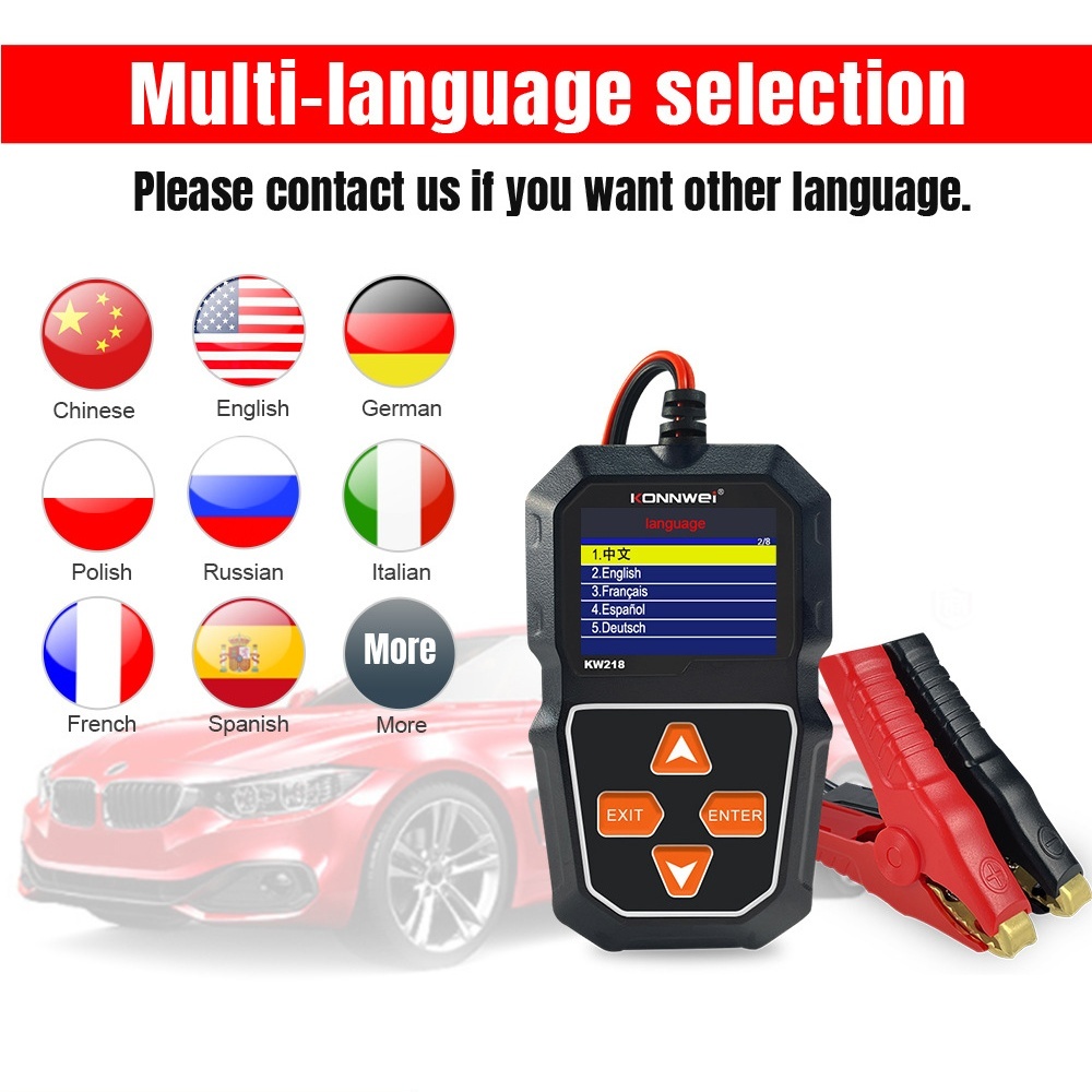 KONNWEI KW218 Car Motorcycle Battery Tester 6V 12V  Battery System Analyzer