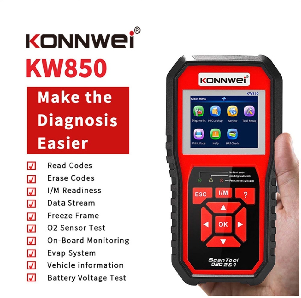 KONNWEI KW850 Car OBDII Scanner Professional Auto Diagnostic Tools OBDII Engine System Check Code Reader DTC