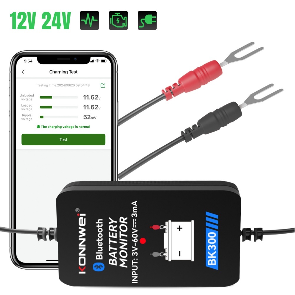 KONNWEI BK300 Battery Monitor BT 5.0 for 12V/24V lead-acid Car Battey Analyzer Tool