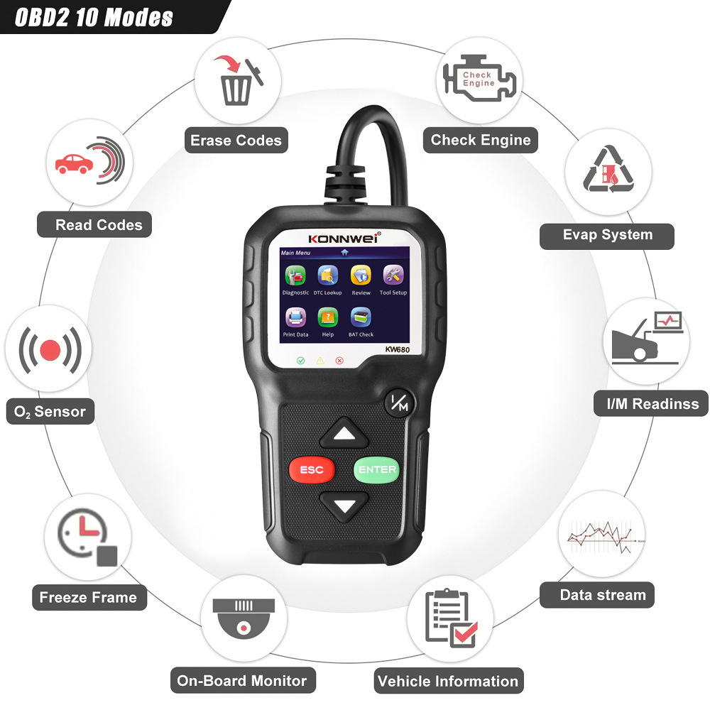 KONNWEI KW680 OBD2 Diagnostic Tool Code Reader Scan Tool OBD II Scanner