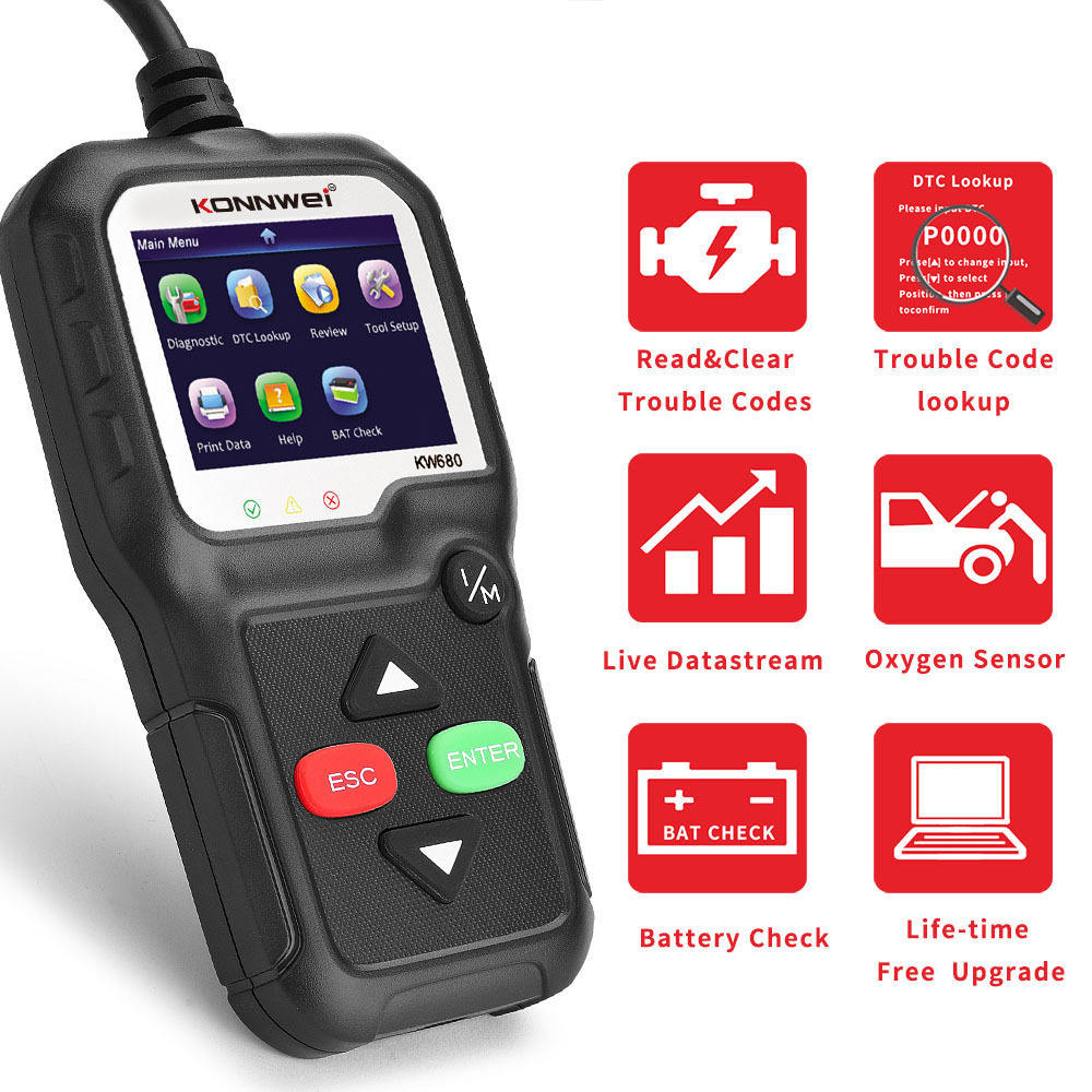KONNWEI KW680 OBD2 Diagnostic Tool Code Reader Scan Tool OBD II Scanner