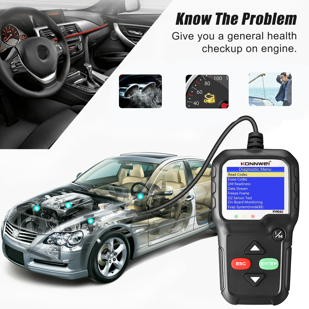 KONNWEI KW680 OBD2 Diagnostic Tool Code Reader Scan Tool OBD II Scanner