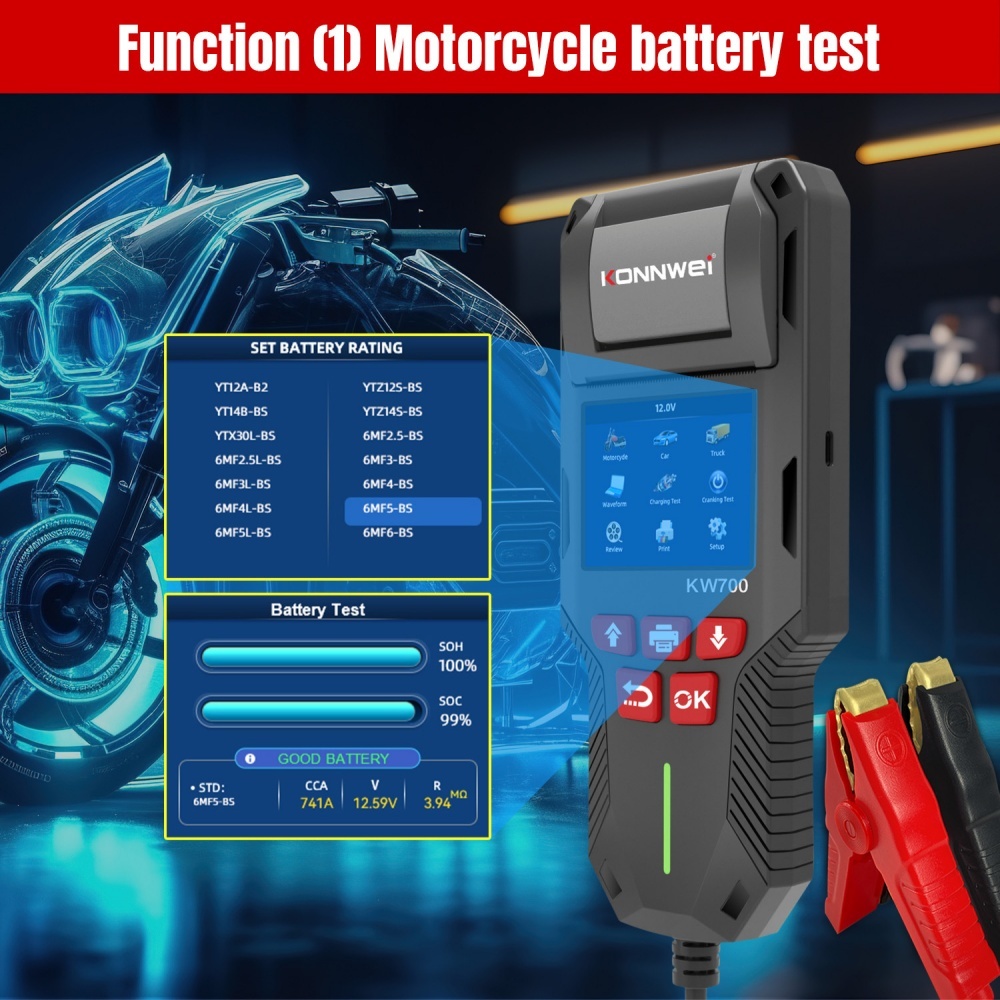 KONNWEI KW700 12V 24V Battery Tester Charging Test Tools Battery Health Test Diagnostic Tool