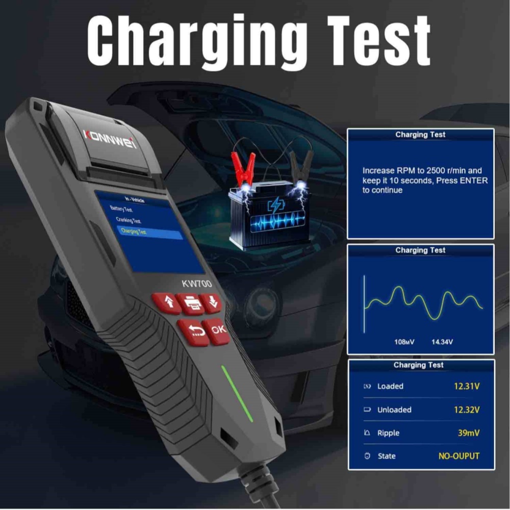 KONNWEI KW700 12V 24V Battery Tester Charging Test Tools Battery Health Test Diagnostic Tool