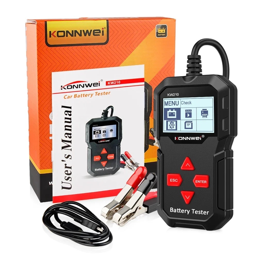 KONNWEI KW210 12v Testing  Charging Cranking Auto Battery Tester Analyzer Battery Current Voltage Checker Tool