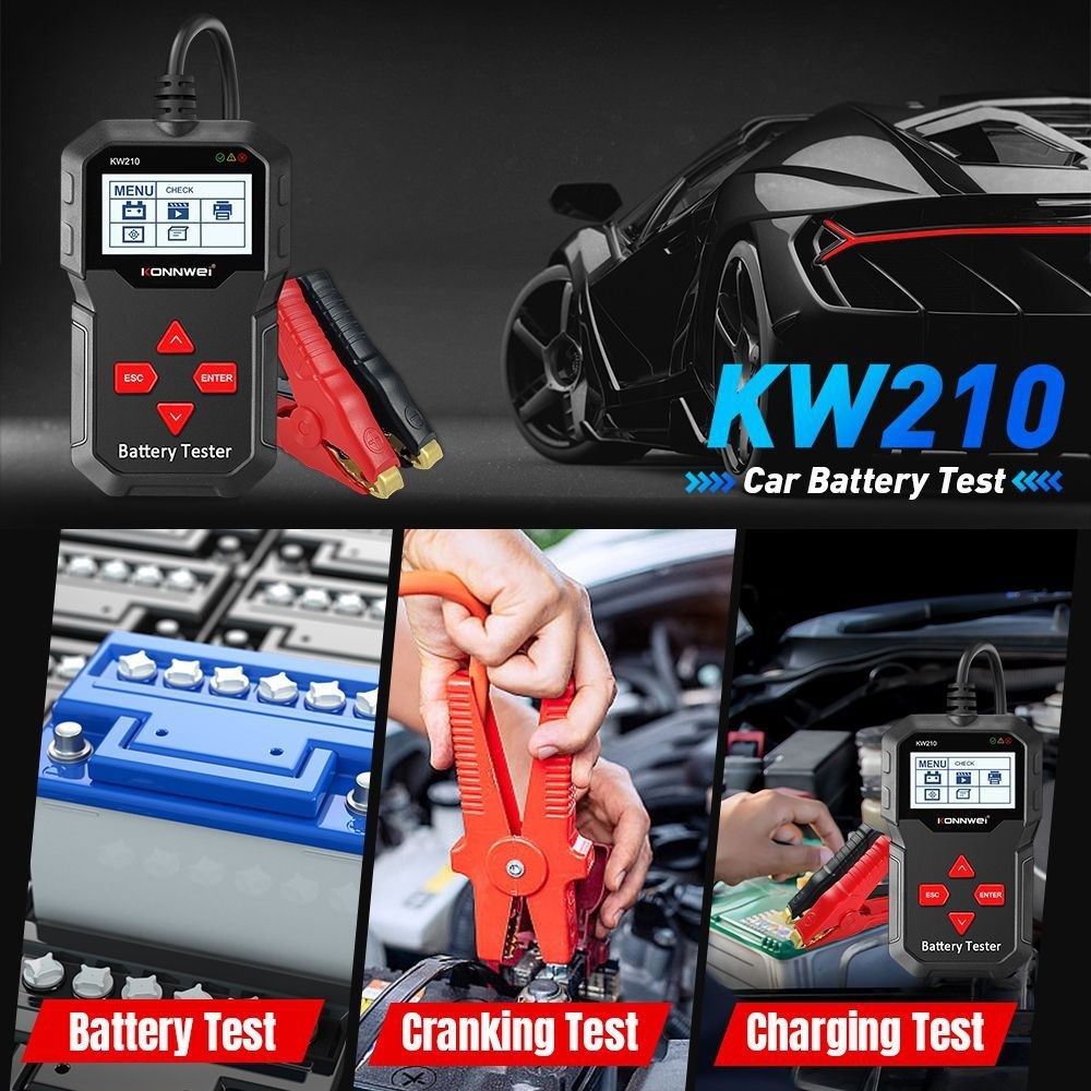 KONNWEI KW210 12v Testing  Charging Cranking Auto Battery Tester Analyzer Battery Current Voltage Checker Tool