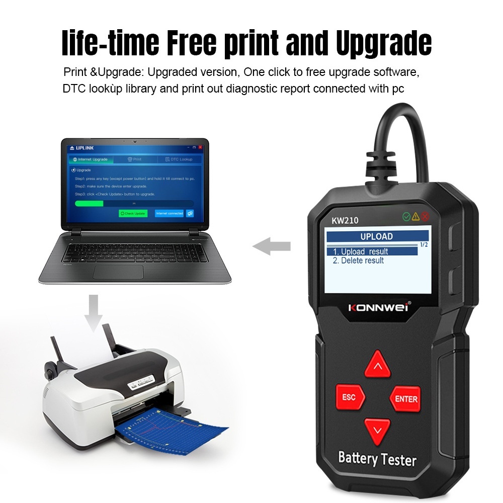 KONNWEI KW210 12v Testing  Charging Cranking Auto Battery Tester Analyzer Battery Current Voltage Checker Tool