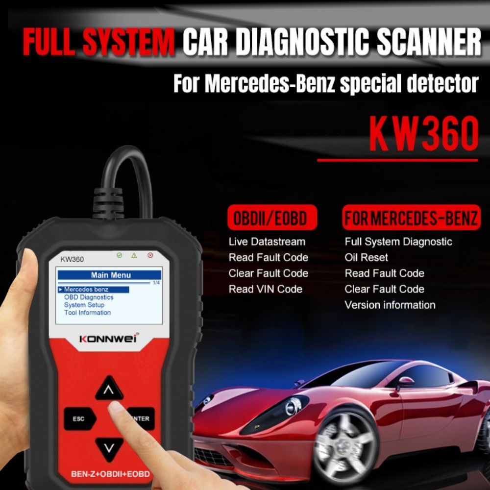 KONNWEI KW360 Full Systems OBD2 Scanner for Benz Professional Car Diagnostic Tool
