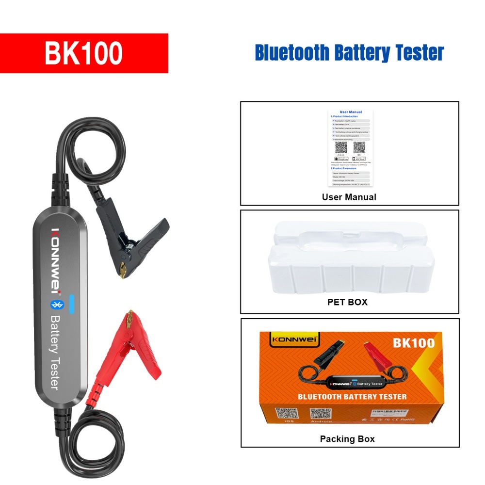 KONNWEI BK100 BK200 6V 12V 24V Bluetooth 5.0 Car Truck Battery Tester waveform Monitor