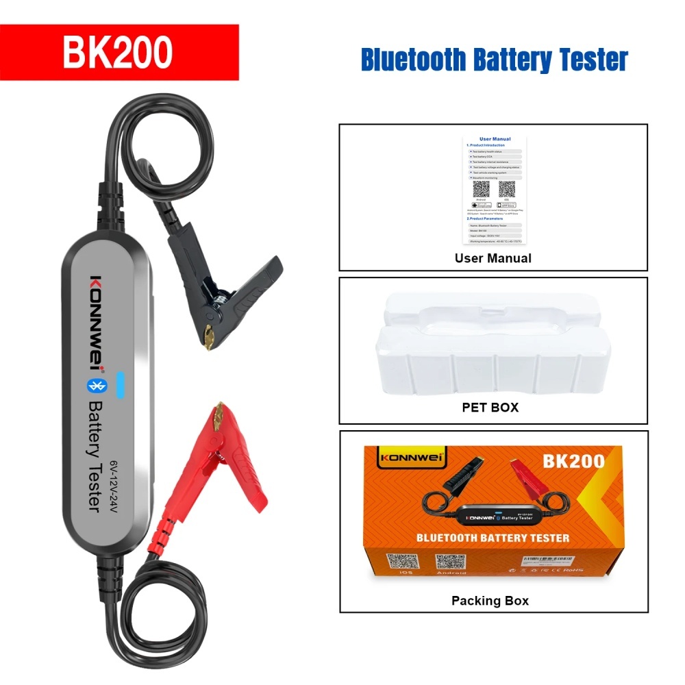 KONNWEI BK100 BK200 6V 12V 24V Bluetooth 5.0 Car Truck Battery Tester waveform Monitor