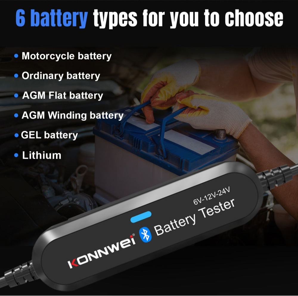 KONNWEI BK100 BK200 6V 12V 24V Bluetooth 5.0 Car Truck Battery Tester waveform Monitor