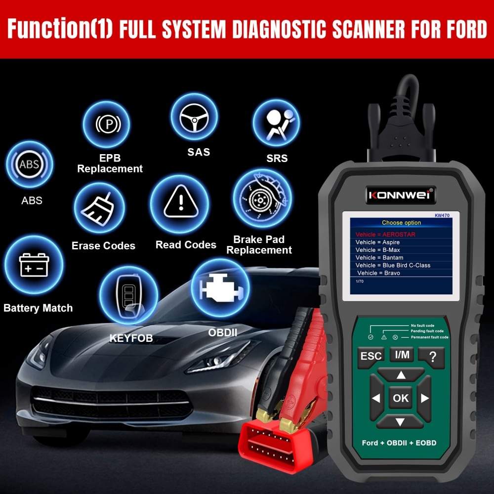 KONNWEI KW470 OBD2 Professional Diagnostic Tool for Ford Series