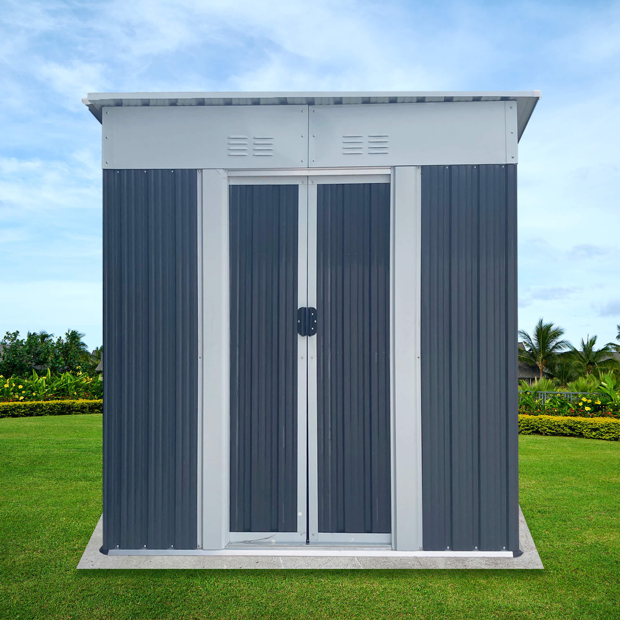5X3 FT Pent Roof Outdoor Storage Sheds with Sliding Door