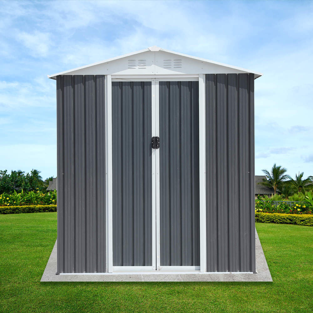 6x4 FT Apex Roof Outdoor Storage Shed with Sliding Door