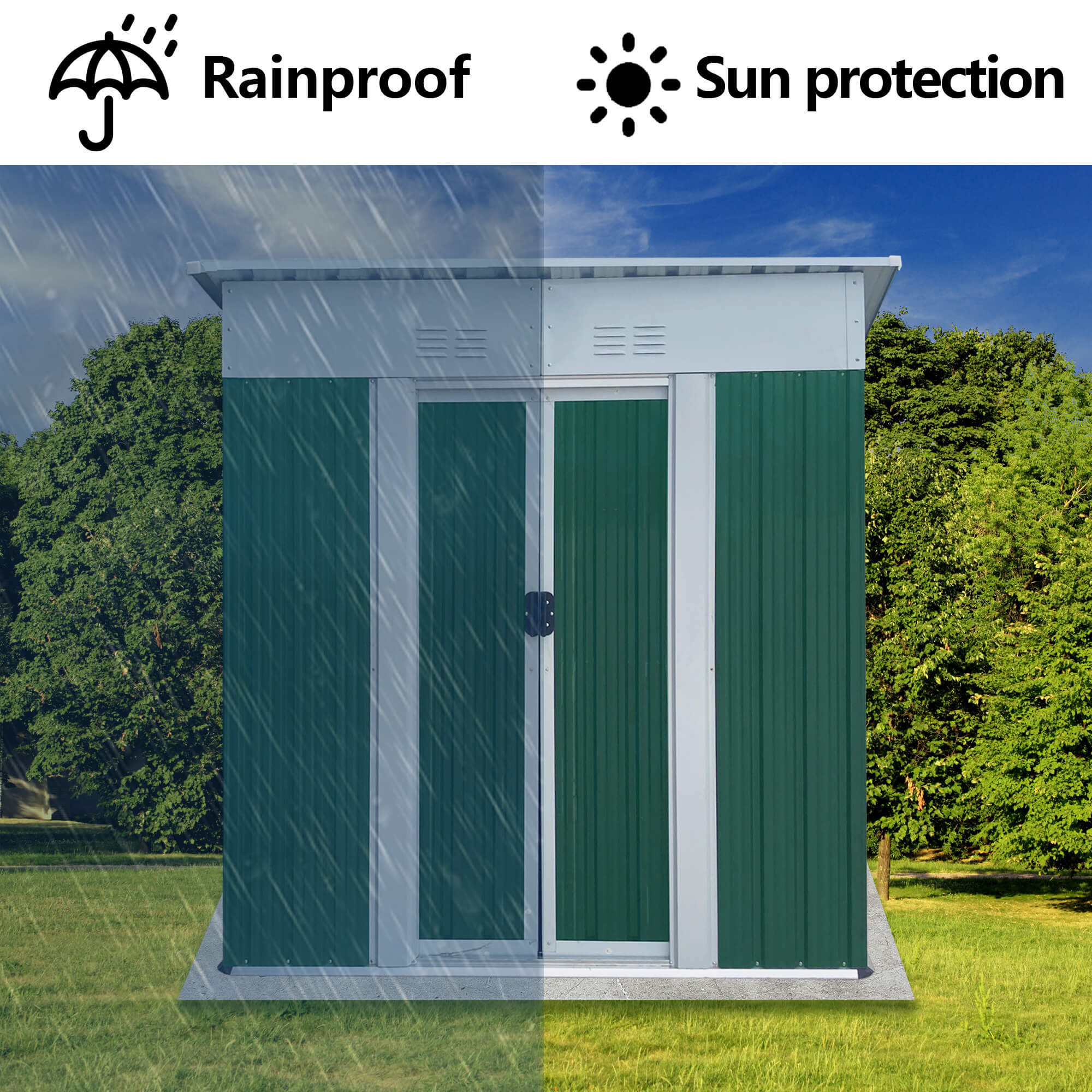 5X3 FT Pent Roof Outdoor Storage Sheds with Sliding Door