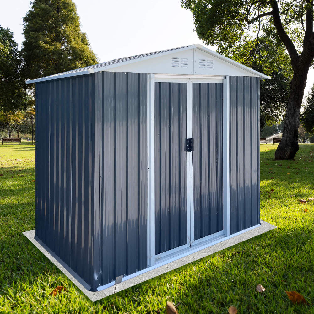 6x4 FT Apex Roof Outdoor Storage Shed with Sliding Door