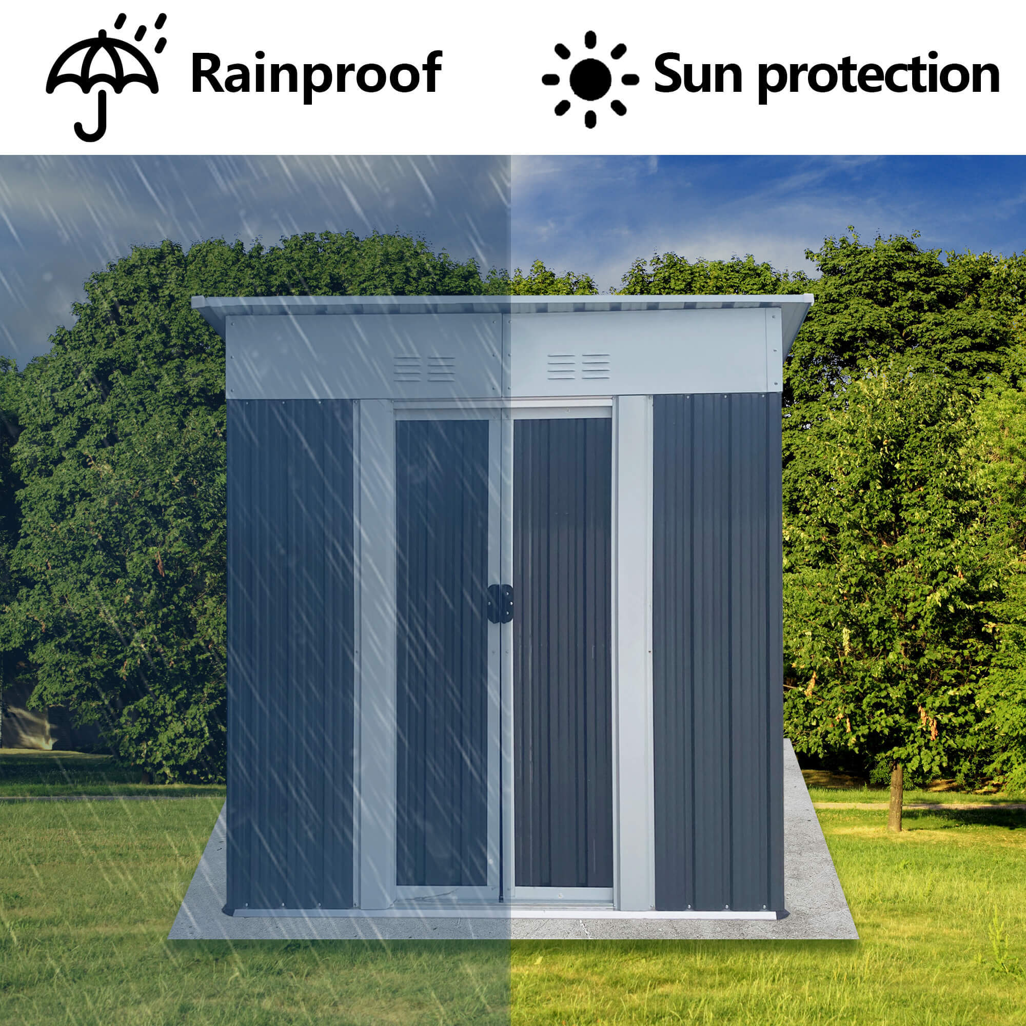 5X3 FT Pent Roof Outdoor Storage Sheds with Sliding Door