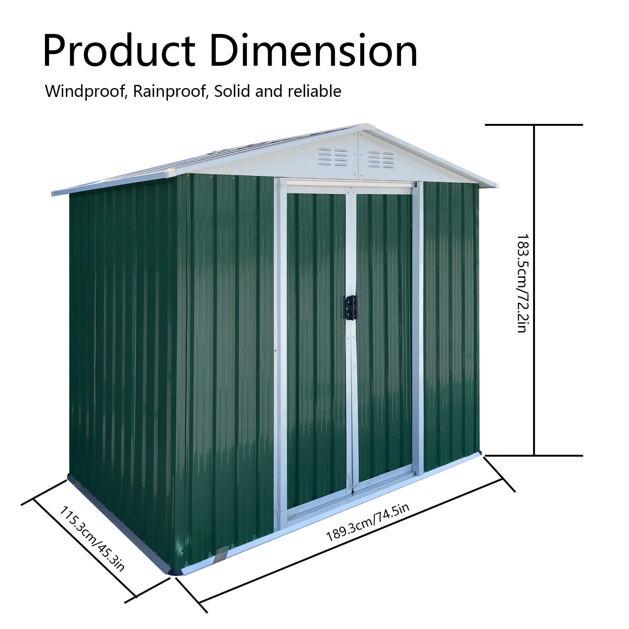 6x4 FT Apex Roof Outdoor Storage Shed with Sliding Door