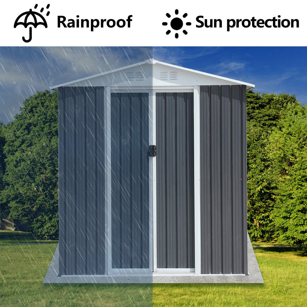 6x4 FT Apex Roof Outdoor Storage Shed with Sliding Door