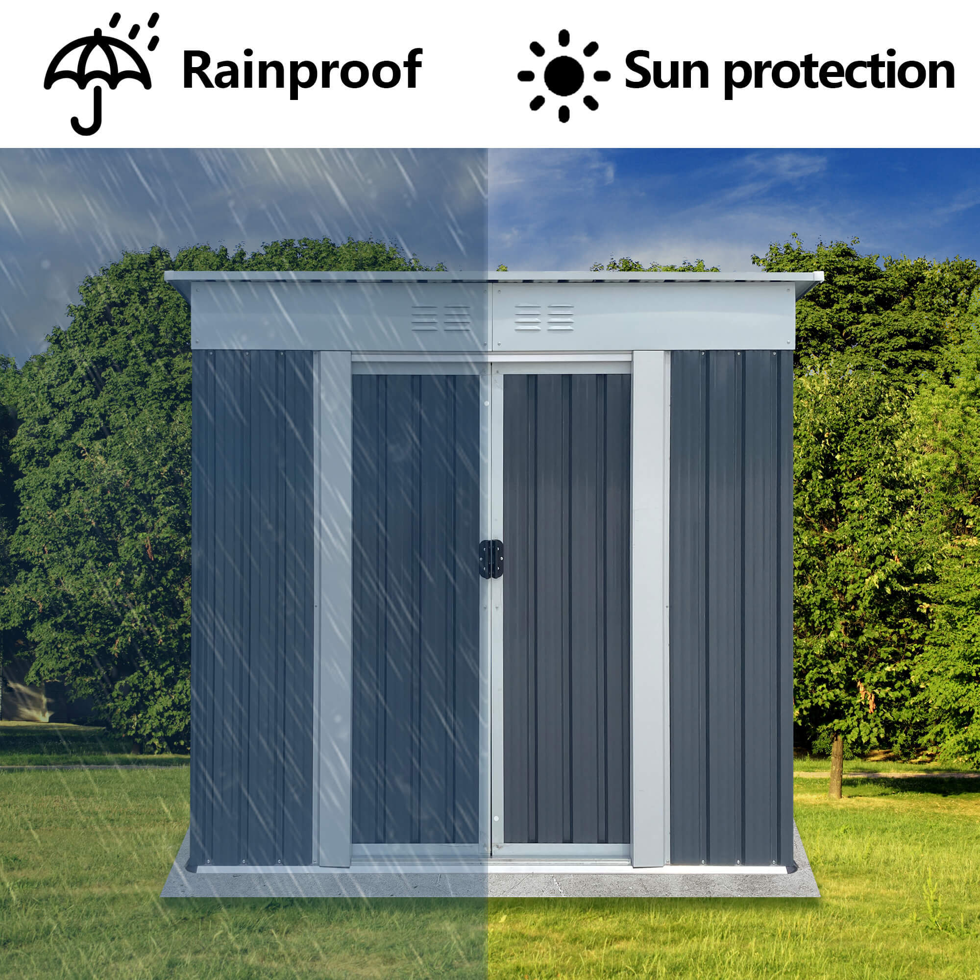 6x4 FT Pent Roof Outdoor Storage Sheds